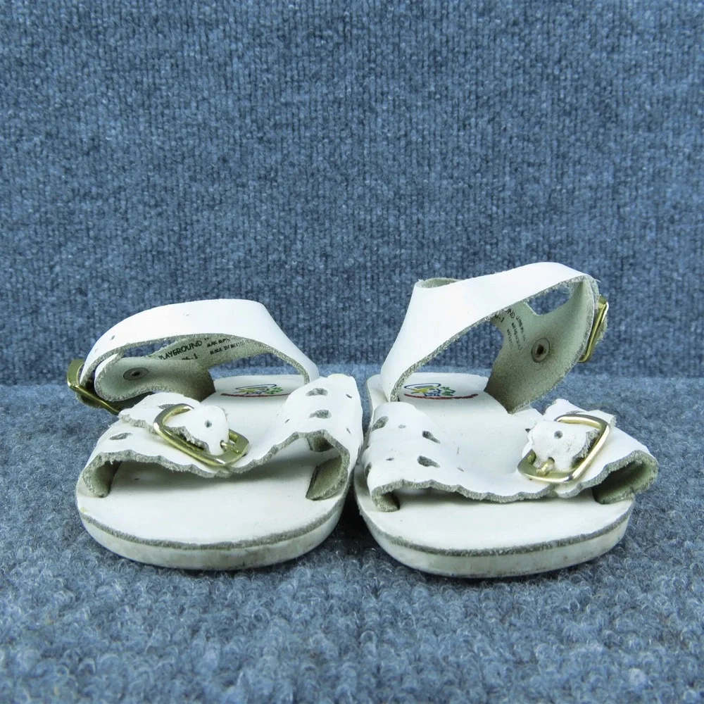 Buster Brown Girls Ankle Strap Shoes White Leather Buckle‎ Size T 6 Medium